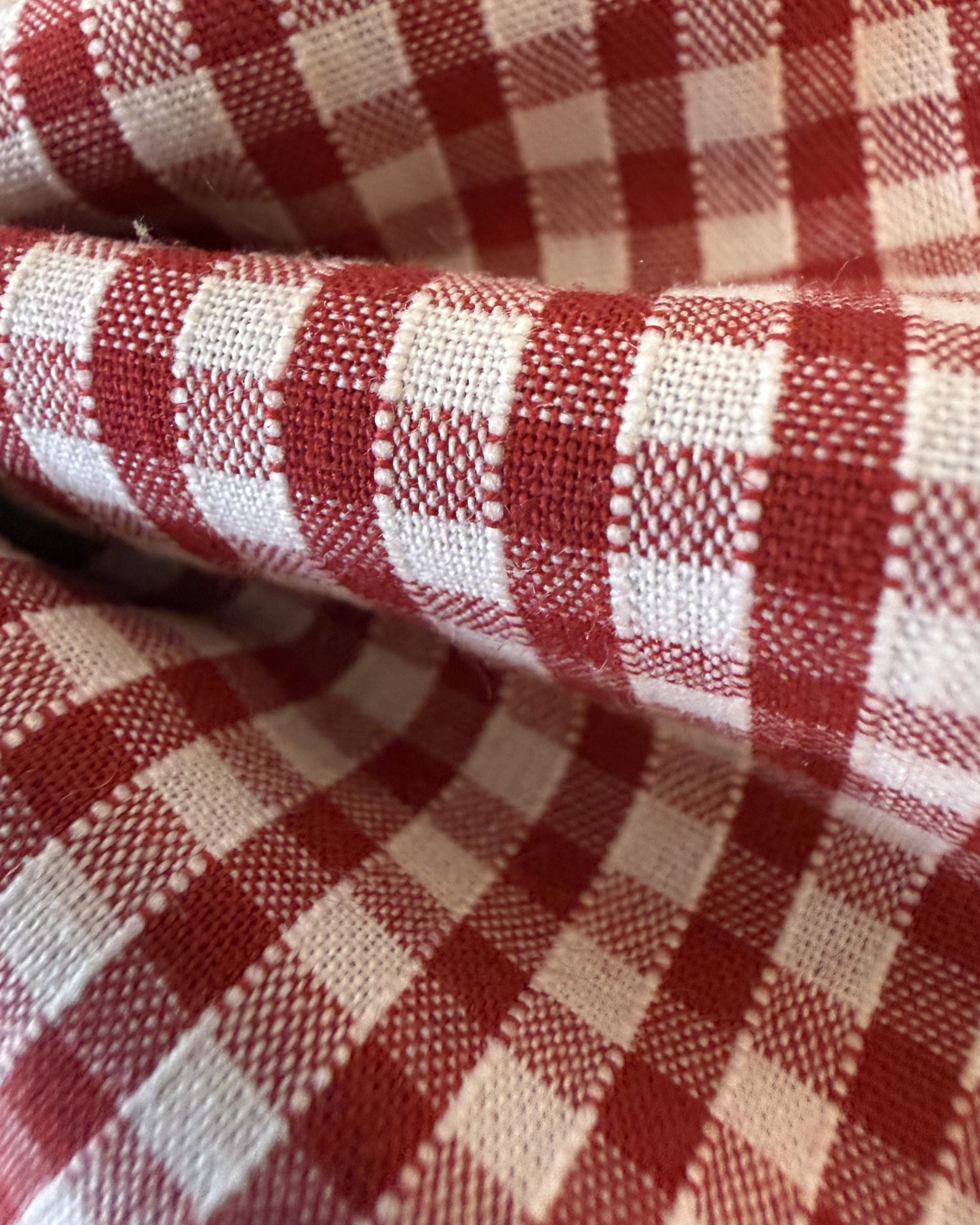 Berry Gingham Dog Bow — closeup view | Hector's Threads