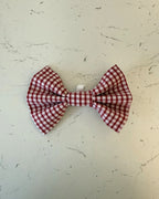 Berry Gingham Dog Bow — front view | Hector's Threads