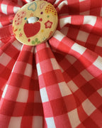 Cherry Gingham Collar Blossom — closeup view | Hector's Threads
