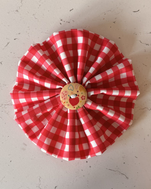 Cherry Gingham Collar Blossom — front view | Hector's Threads