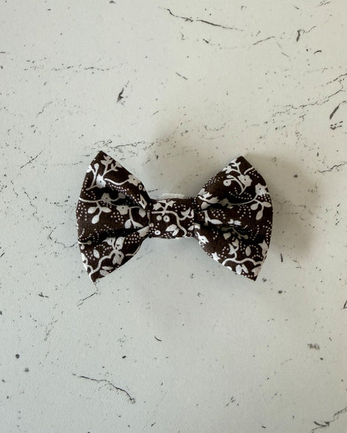 Cocoa Garden Dog Bow — front view | Hector's Threads