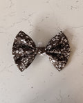 Cocoa Lace Dog Bow — front view | Hector's Threads