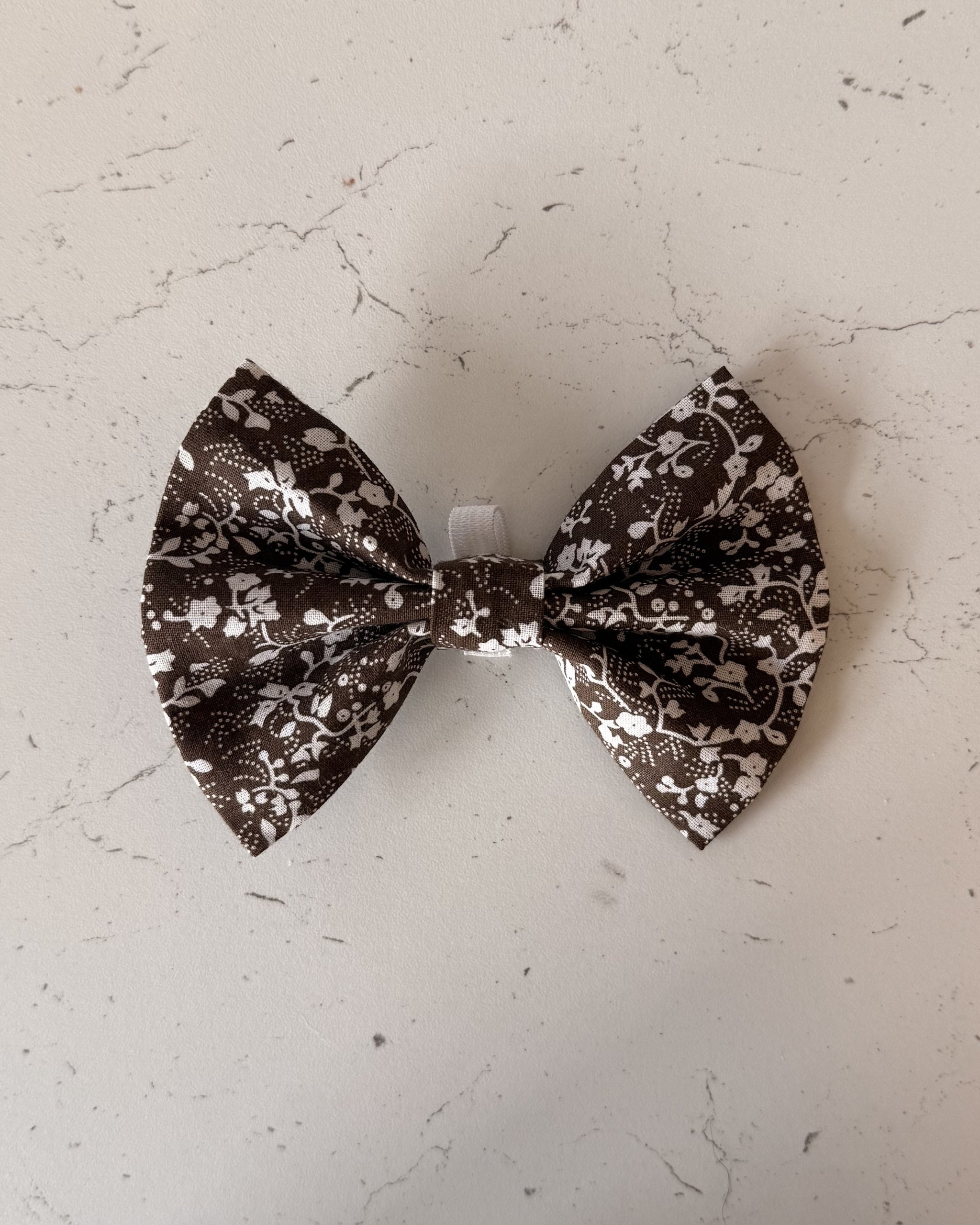Cocoa Lace Dog Bow — front view | Hector's Threads