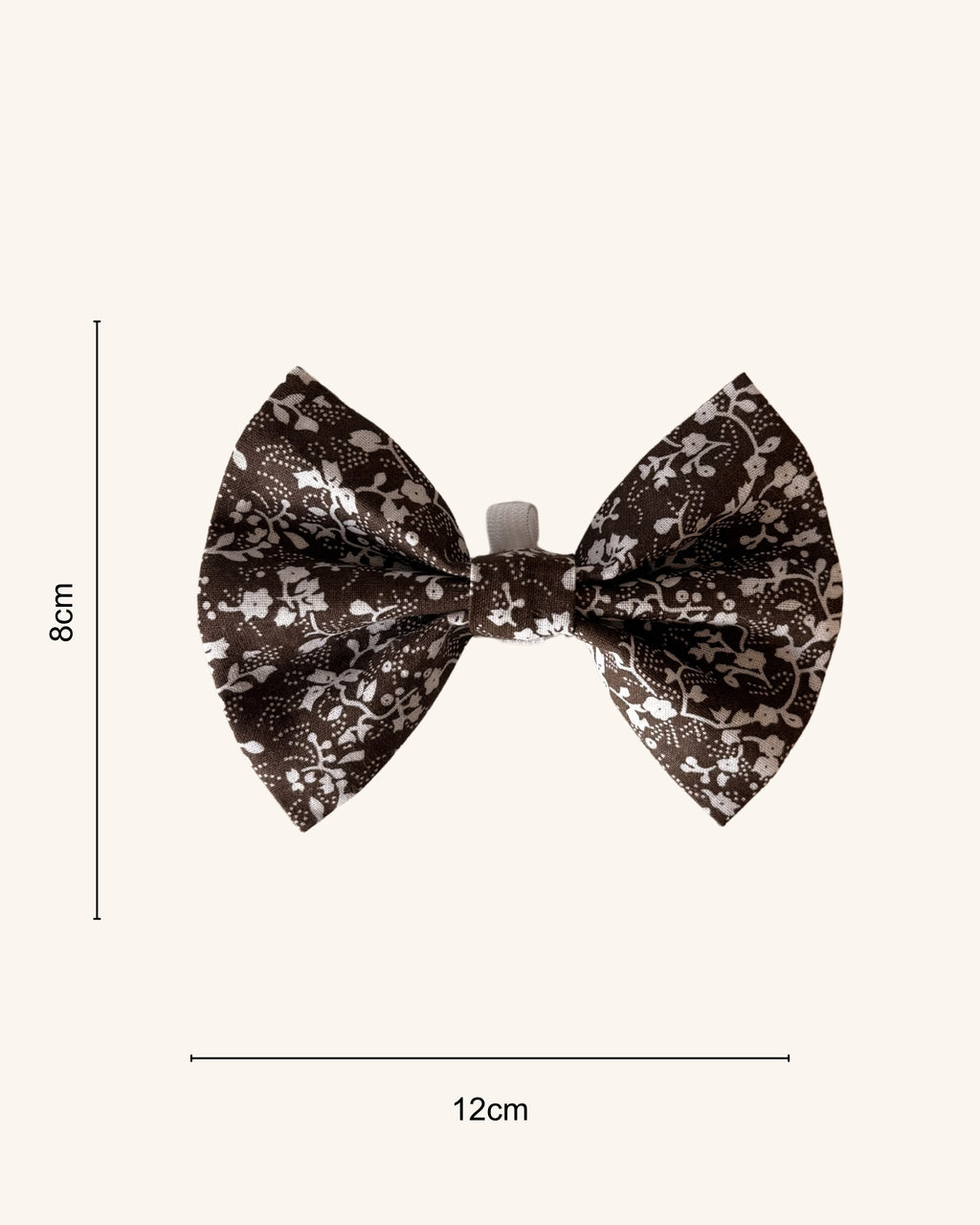 Cocoa Lace Dog Bow — size view | Hector's Threads