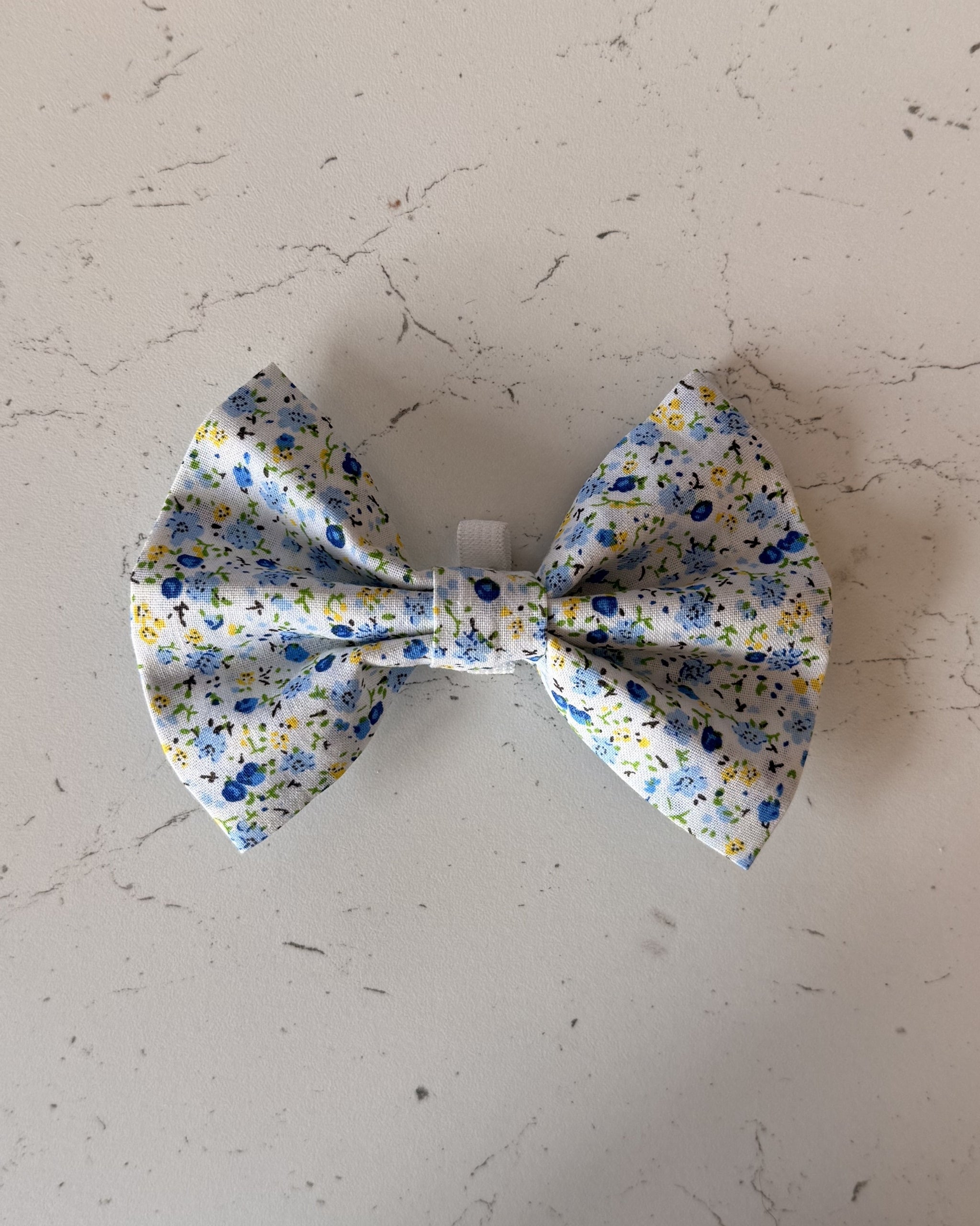 Forget Me Not Dog Bow — front view | Hector's Threads