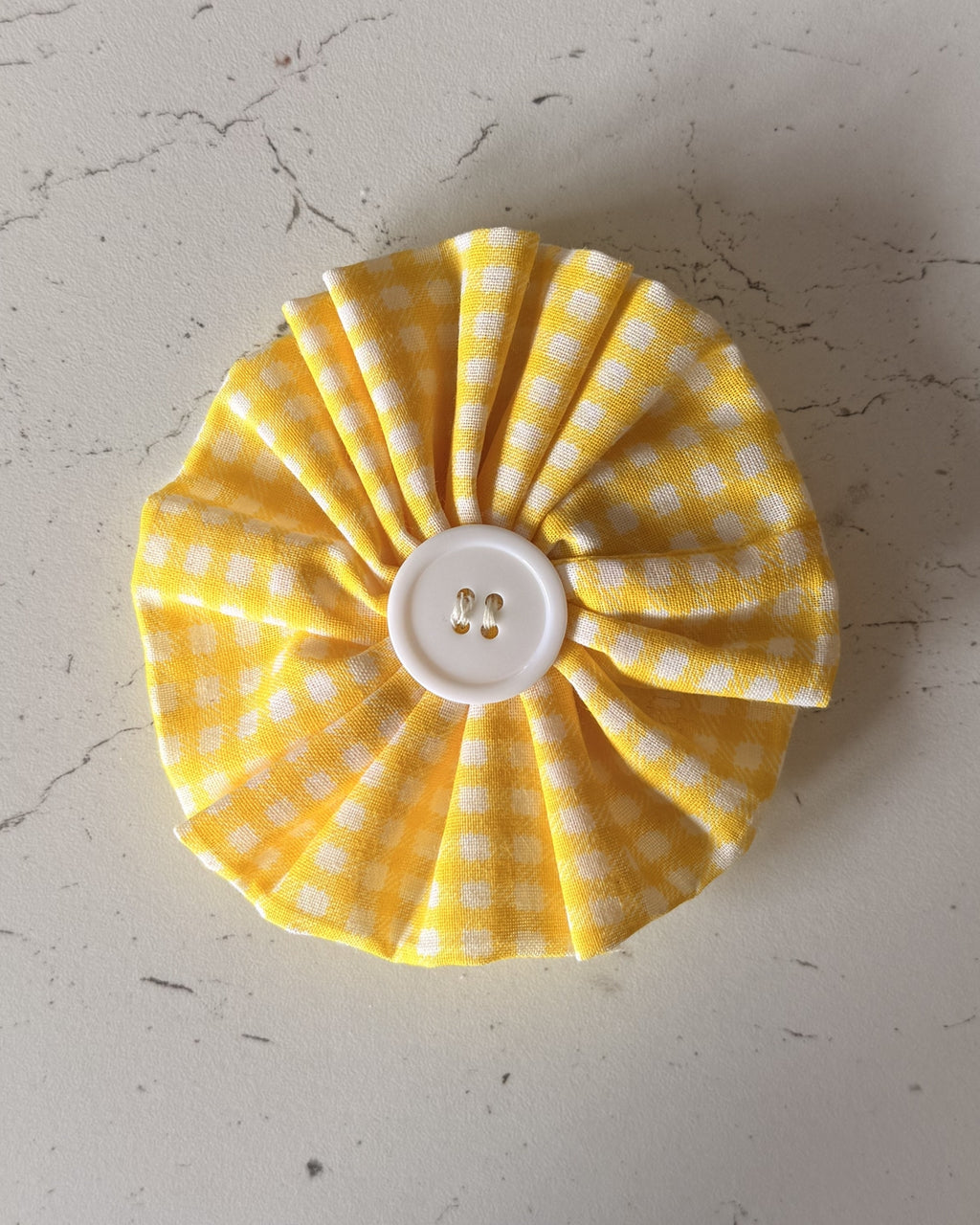 Lemon Gingham Collar Blossom — front view | Hector's Threads