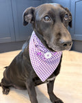 Plum Check Dog Bandana — on-dog view | Hector's Threads