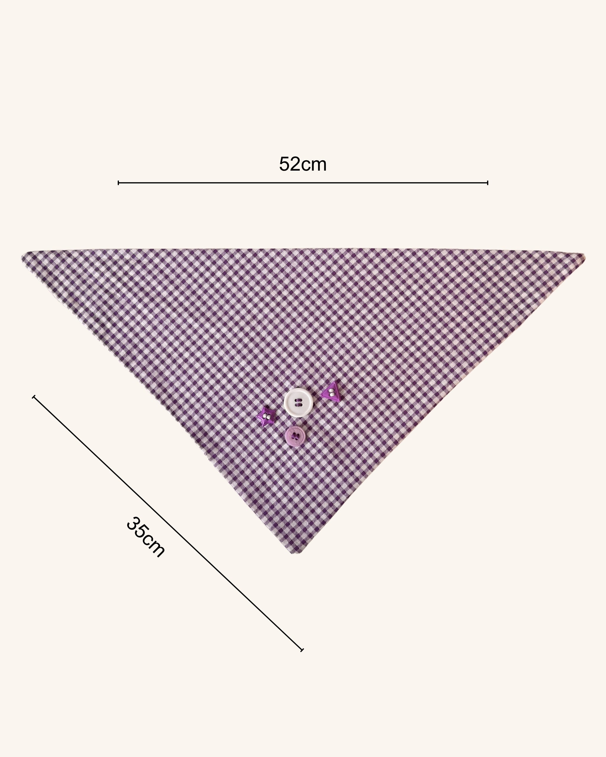 Plum Check Dog Bandana — size view | Hector's Threads