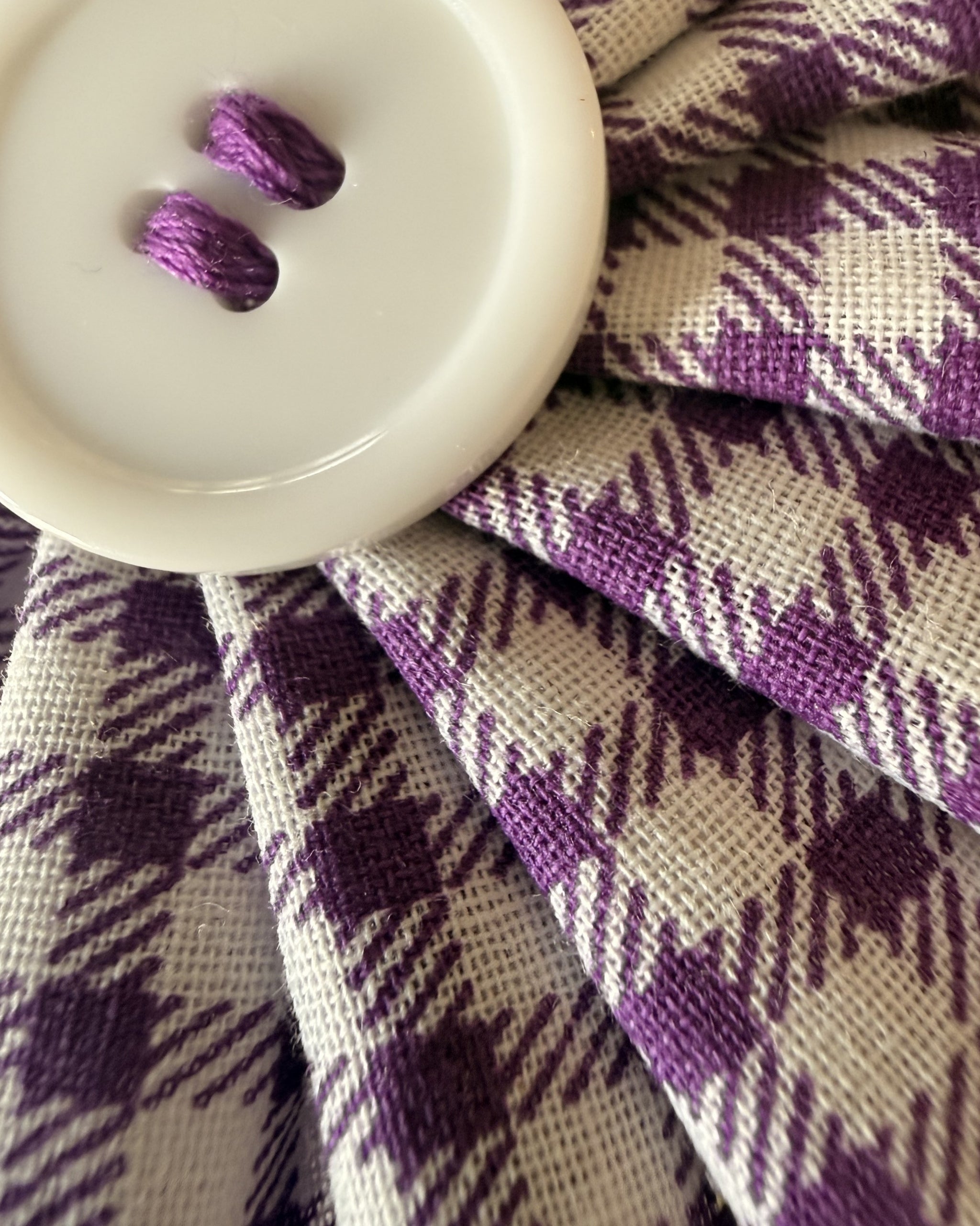 Plum Gingham Collar Blossom — closeup view | Hector's Threads