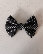 Polka Night Dog Bow — front view | Hector's Threads
