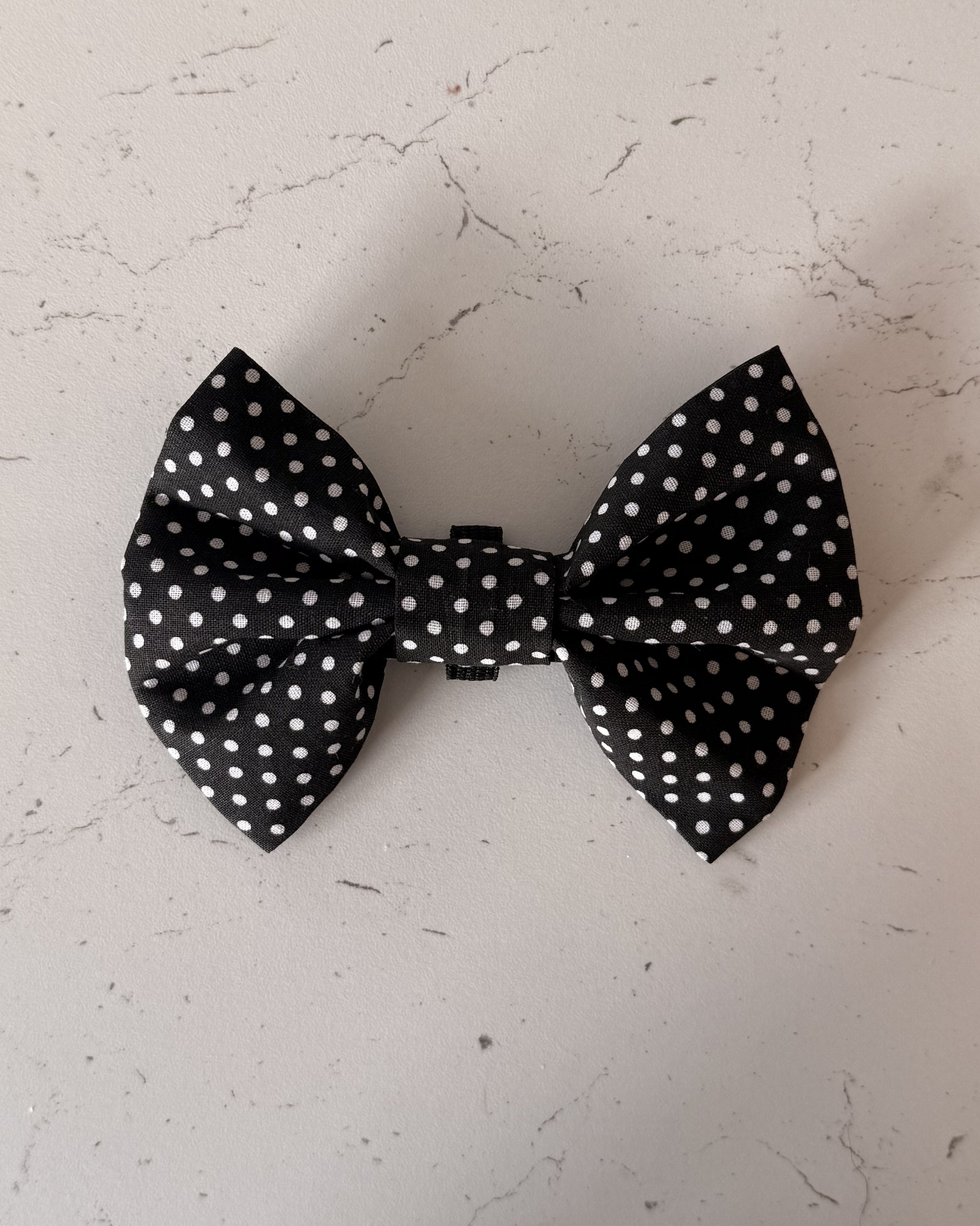 Polka Night Dog Bow — front view | Hector's Threads