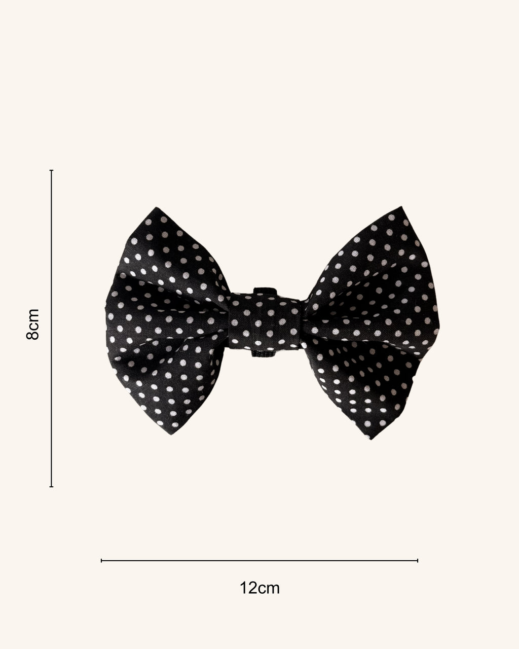 Polka Night Dog Bow — size view | Hector's Threads
