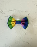 Rainbow Bright Dog Bow — front view | Hector's Threads