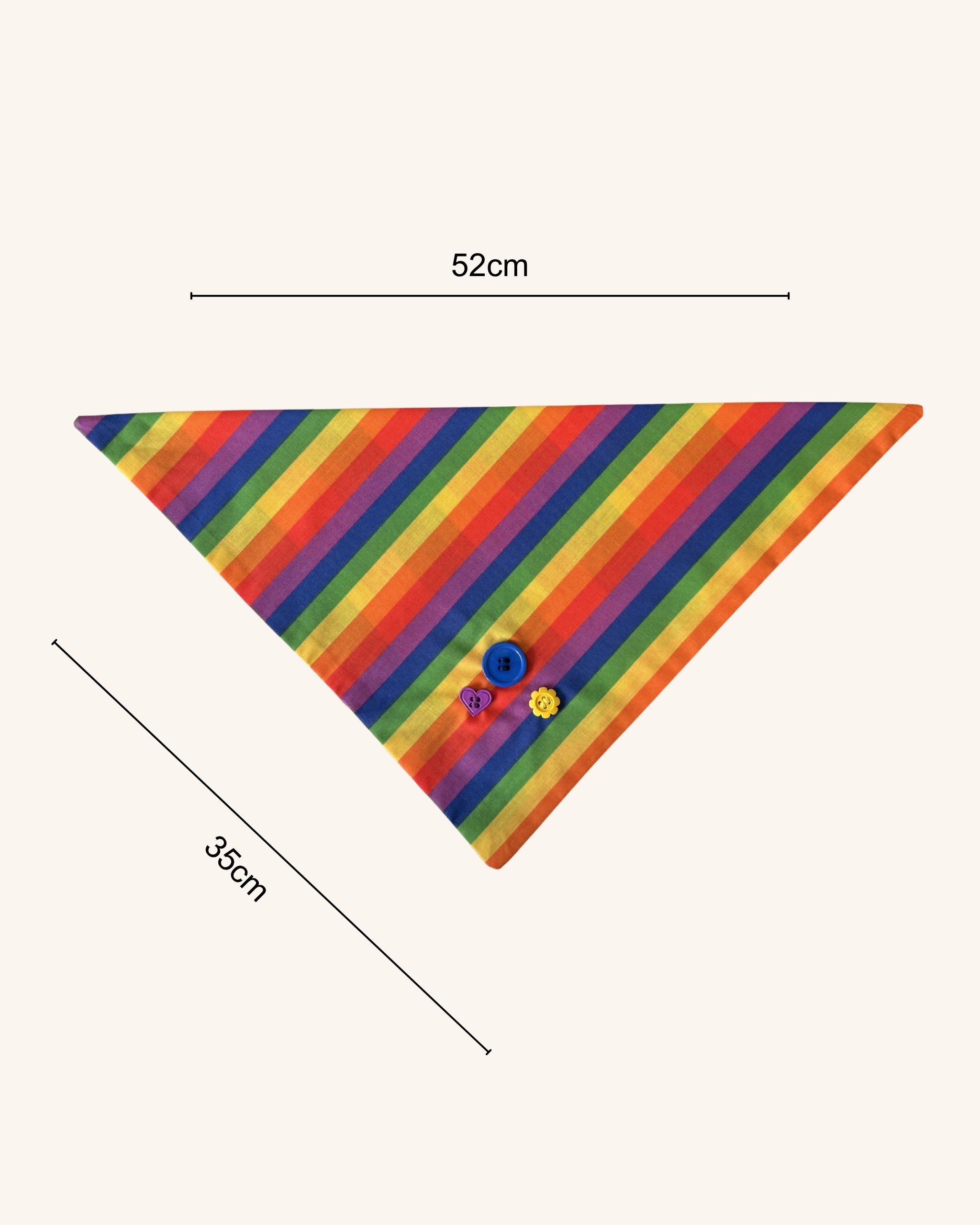 Rainbow Pride Dog Bandana — size view | Hector's Threads