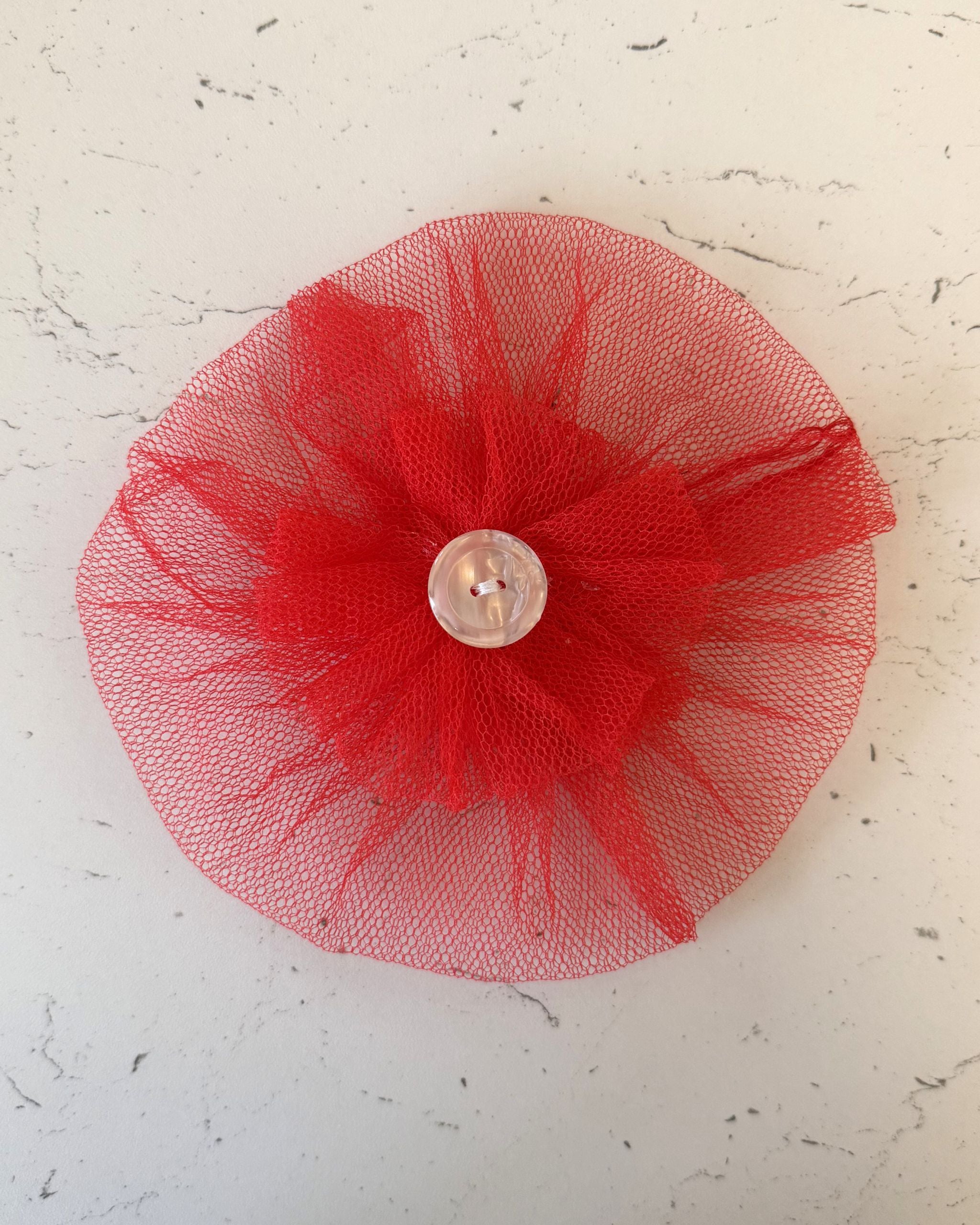Ruby Tulle Collar Blossom — front view | Hector's Threads