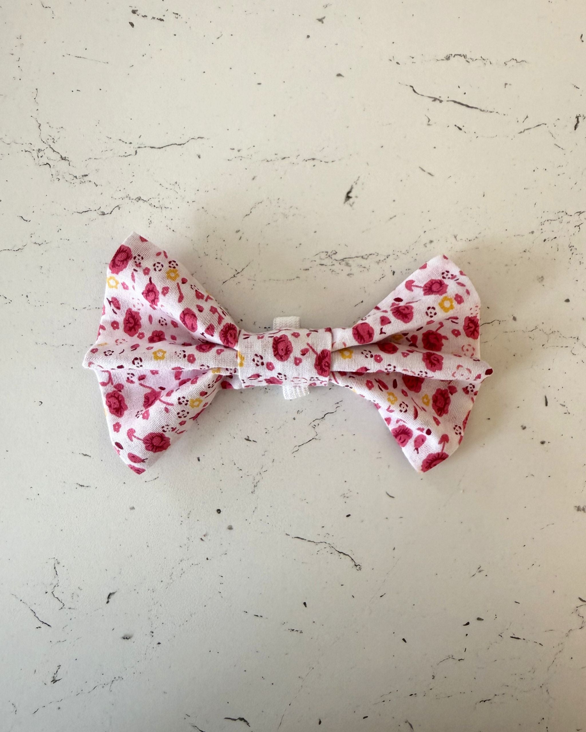 Strawberry Fields Dog Bow — front view | Hector's Threads