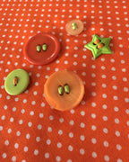 Tangerine Dot Dog Bandana — closeup view | Hector's Threads