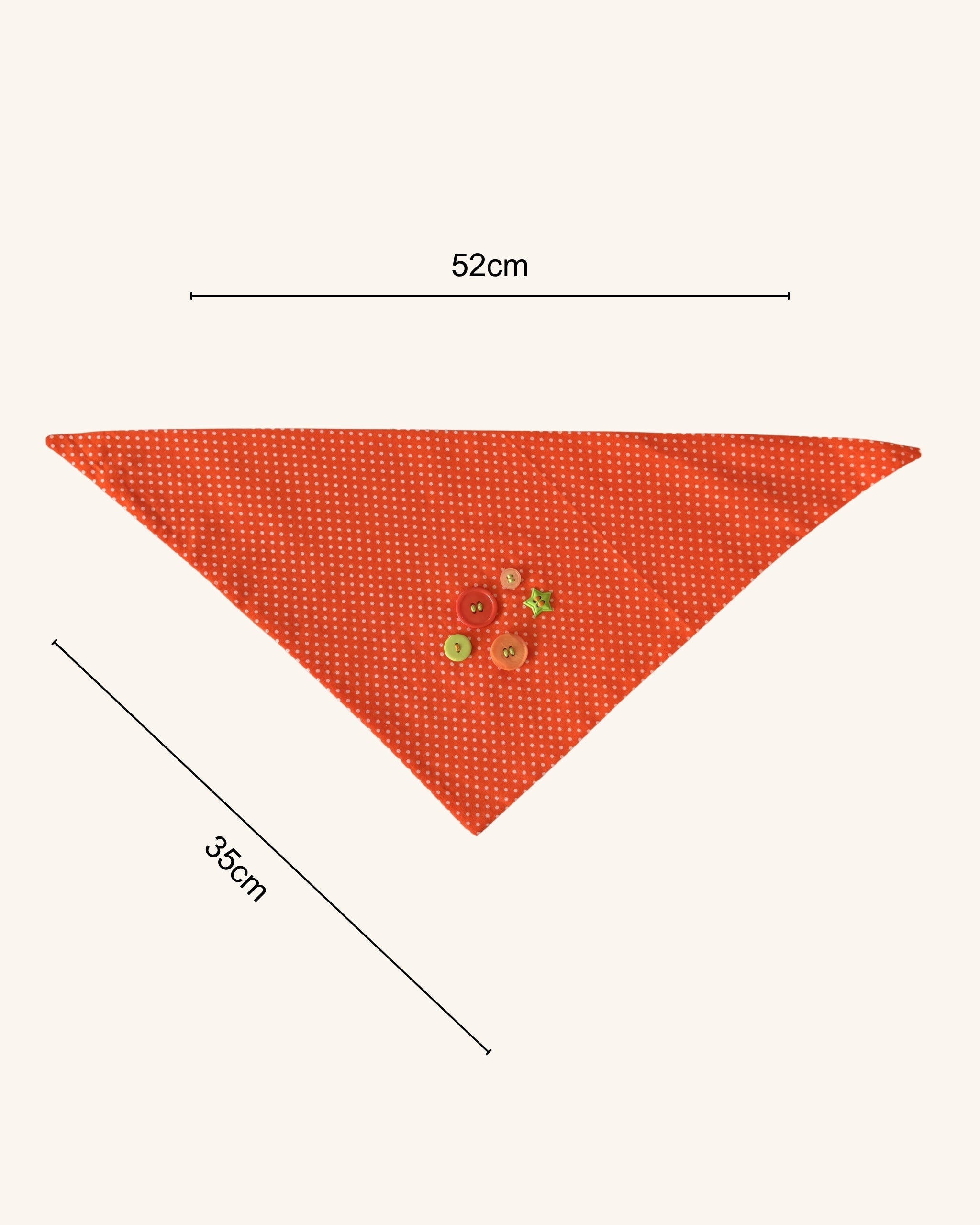 Tangerine Dot Dog Bandana — size view | Hector's Threads