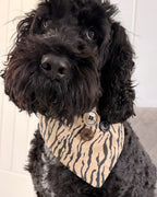 Tiger Stripe Dog Bandana — on-dog view | Hector's Threads