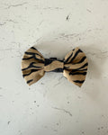 Tiger Stripe Dog Bow — front view | Hector's Threads