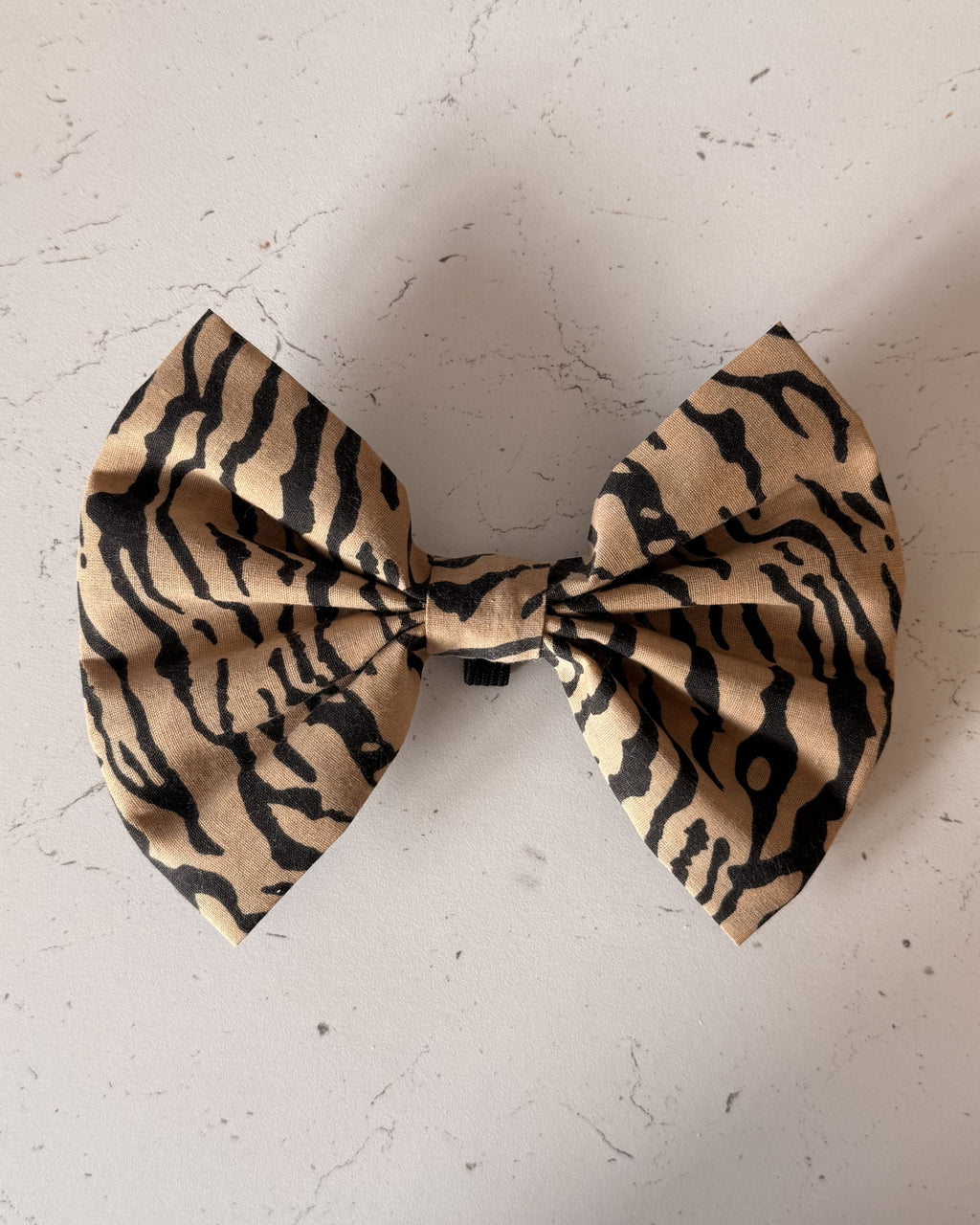 Tiger Stripe Giant Dog Bow — front view | Hector's Threads