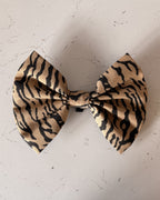 Tiger Stripe Giant Dog Bow — front view | Hector's Threads