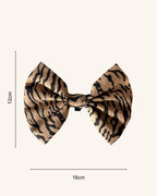 Tiger Stripe Giant Dog Bow — size view | Hector's Threads