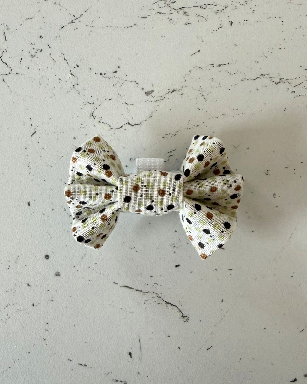 Woodland Spot Dog Bow — front view | Hector's Threads